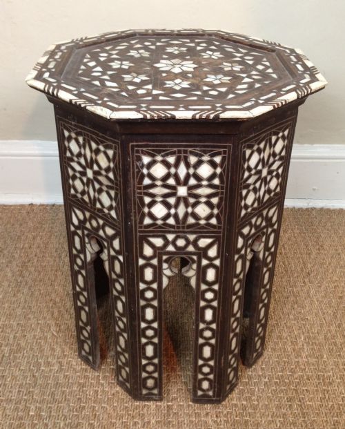 A Syrian Bone Inlaid Octagonal Table C 1900