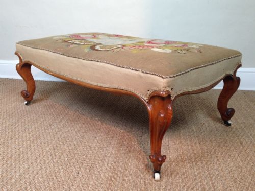A Large Victorian Walnut Cabriole Leg Stool C 1870