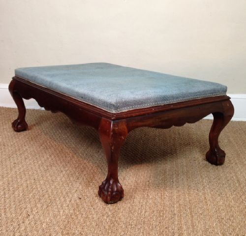 A Large Edwardian Walnut Large Cabriole Leg Stool C 1915