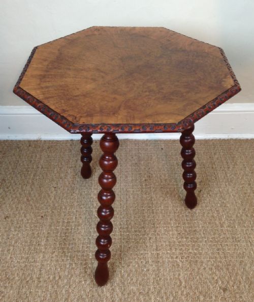 A Victorian Burr Oak Gypsy Table C 1860