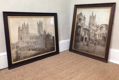 A Pair of Large Scale Edwardian Black and White Photographs of Canterbury Cathedral C 1910