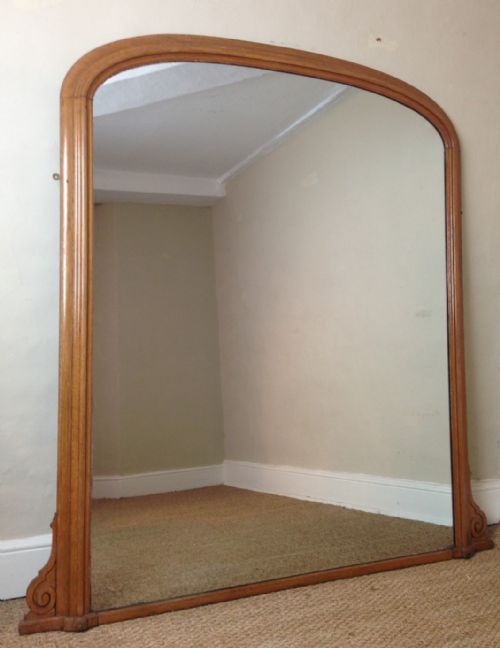 A Large Victorian Oak Over Mantel Mirror C 1870