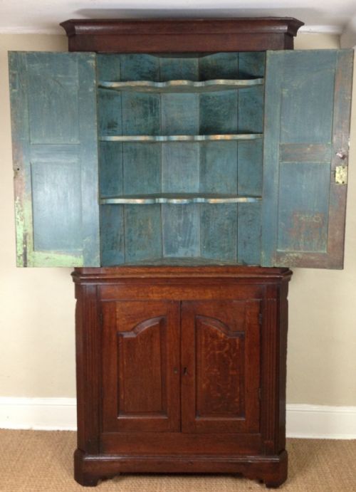 A George 111 Oak Standing Corner Cupboard C 1780