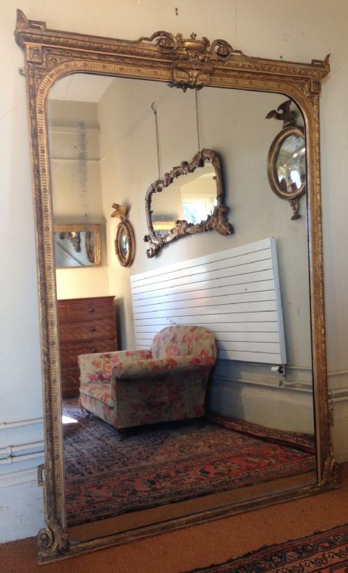 A Large Victorian Gilt Over Mantel Mirror Circa 1870