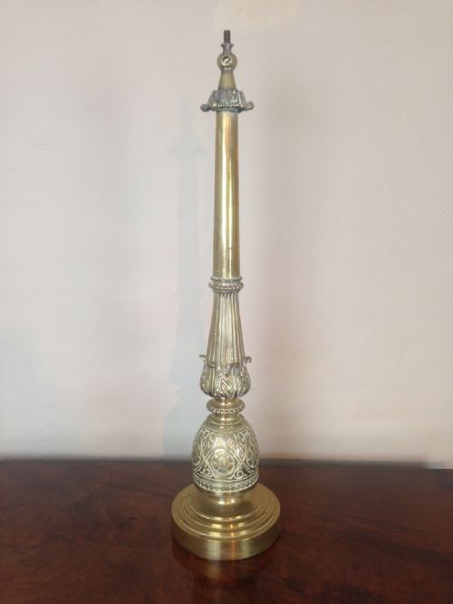 A Large Aesthetic Movement Brass Lamp Attrib to Christopher Dresser C 1880
