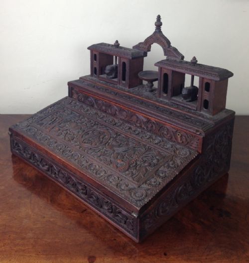 An Anglo Indian Carved Sandalwood Writing Box. Coonia C 1880