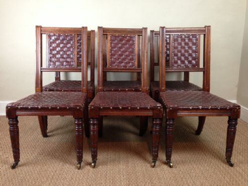 A Set of 6 Gillows Oak and Leather Chairs C 1875