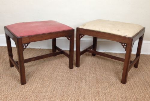 A Pair of Georgian Style Mahogany Stools C 1910