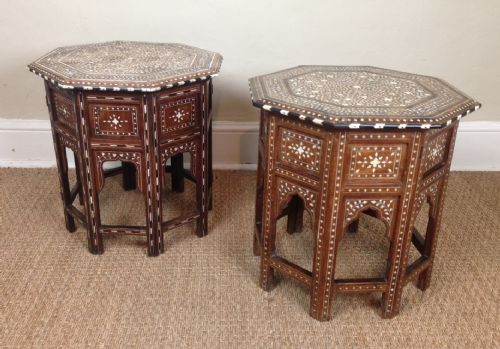 A Matched Pair of Hoshiapur Bone Inlaid Tables C 1890