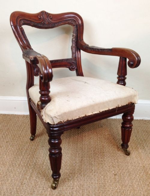 A George IV Mahogany Desk Chair C 1830 in the Style of Gillows