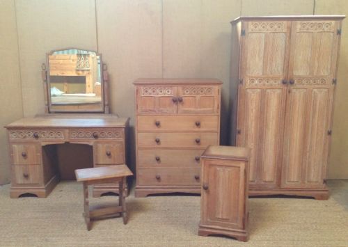 A Good 1930`S Limed Oak Bedroom Suite.