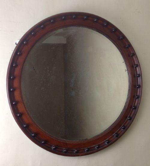 A Large Victorian Mahogany Circular Mirror C 1890