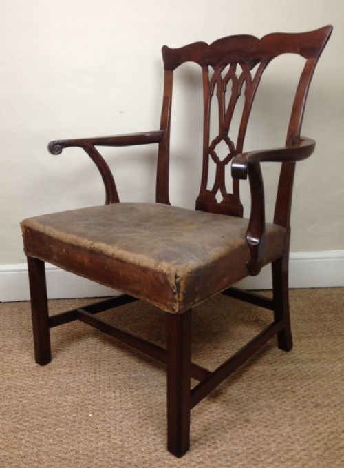 An Enormous Chippendale Period Mahogany Desk Chair C 1770