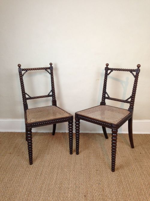 A Pair of Mid 19th C Bobbin Turned Side Chairs C 1850