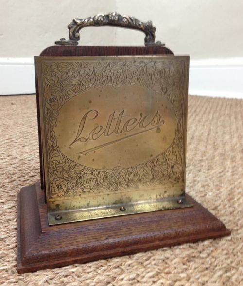 A Victorian Country House Brass and Oak Double Sided Letter Rack C 1890