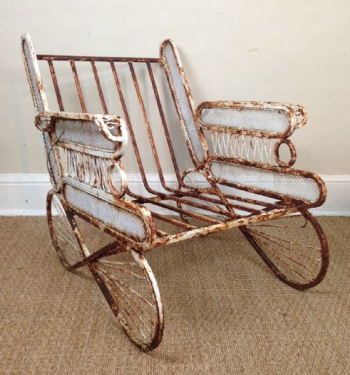 A Set of 4 White 1930'S French Iron Garden Chairs