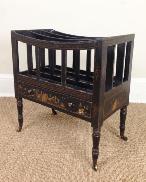 A Rare Victorian Gilt and Lacquer Canterbury C 1880