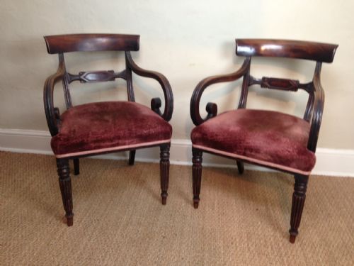 A Pair of George IV Mahogany Elbow Chairs C 1825