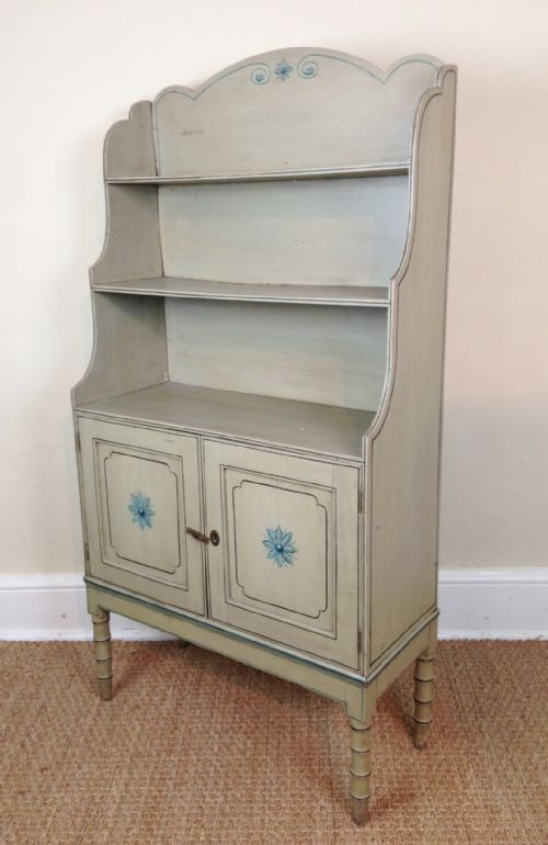 A Regency Painted Pine Waterfall Bookcase C 1820