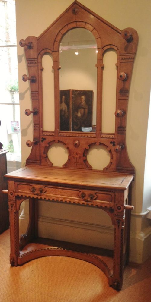 A Stylish Gothic Reform Oak Hall Stand C 1870