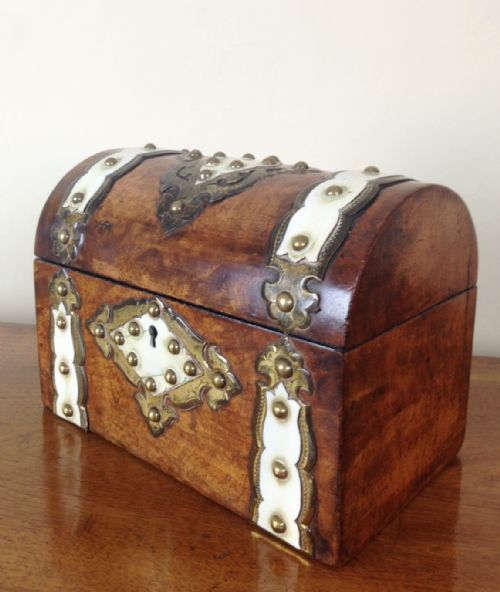 A Gothic Walnut Domed Tea Caddy C 1860