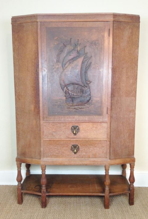 A Rare Heals Limed Oak Side Cabinet C 1930