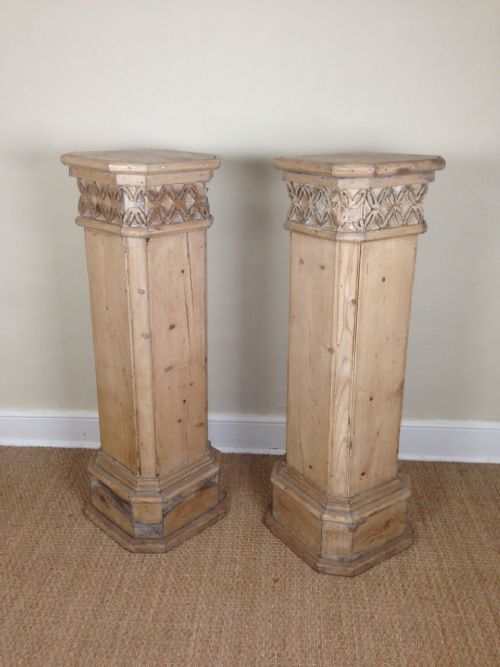 A Pair of Mid 19th C English Pine Square Pedestals