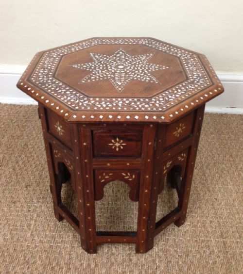 A Hoshiapur Octagonal Bone Inlaid Table. Northern India C 1900