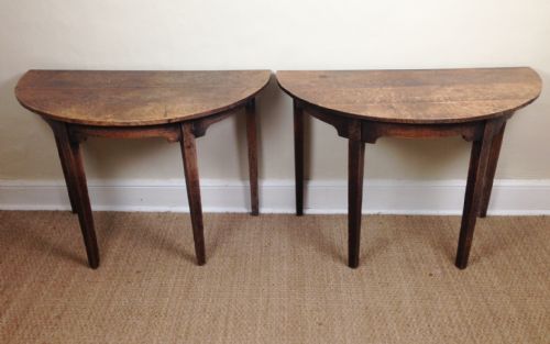 A Pair of George 111 Oak D End Tables C 1800