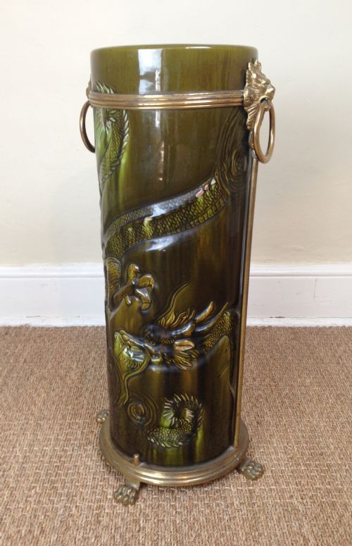 A Bretby Ceramic and Brass Mounted Umbrella Stand C 1910