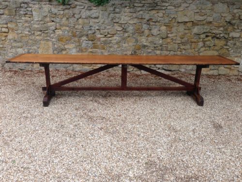 A Large Victorian Gothic Oregon Pine Refectory Table C 1880