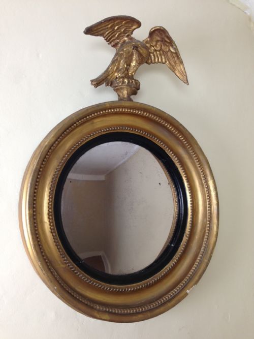 An Unusually Small Regency Gilt Eagle Convex Mirror C 1820