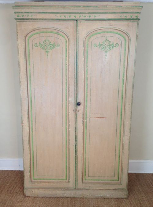 A Mid 19th C Painted Wardrobe C 1840 with Original Decoration