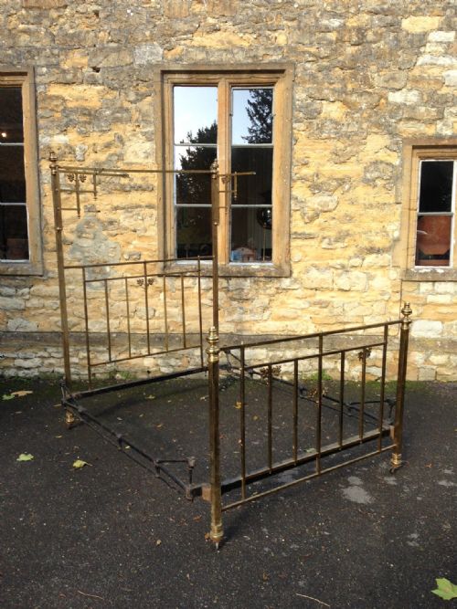 A Victorian Brass Half Tester King Size Bed C 1880