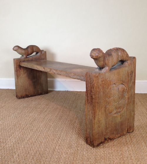 An Unusual Arts and Crafts Oak Bench C 1910