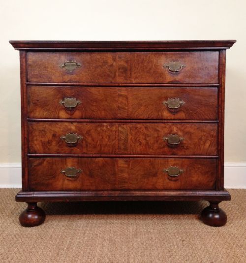 fig 1. A William and Mary burr walnut chest of drawers c 1700