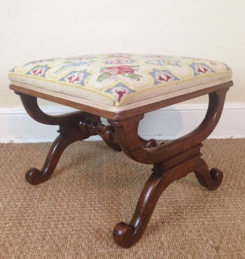 An Early Victorian Rosewood X Frame Stool C 1840