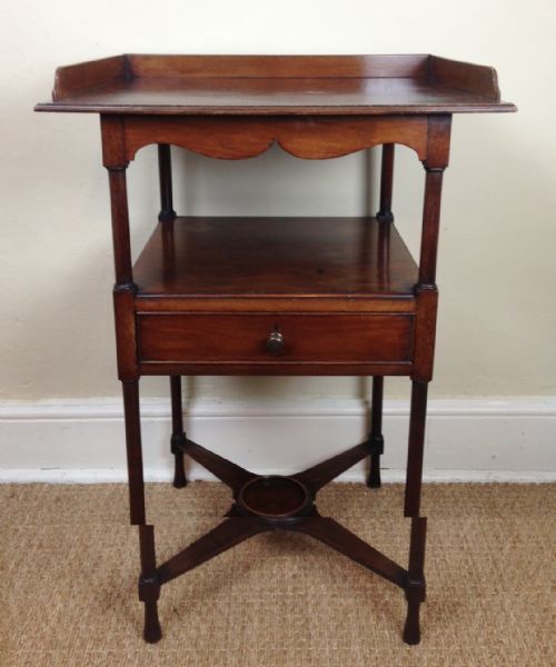 A George 111 Mahogany Tray Top Bedside Table C 1800