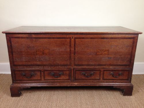 A George 111 Oak and Inlaid Mule Chest C 1800