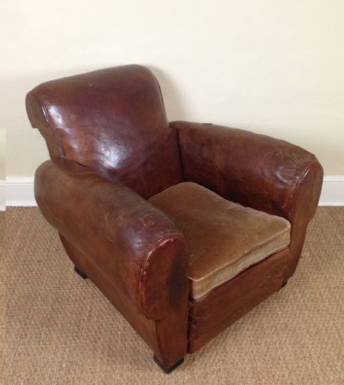 A Lovely English Art Deco Leather Armchair C 1935