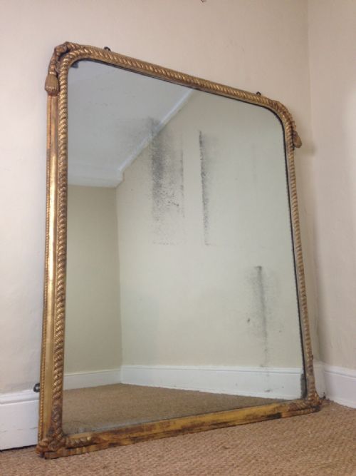 A Large Early Victorian Gilt Rope Twist Mirror C 1860