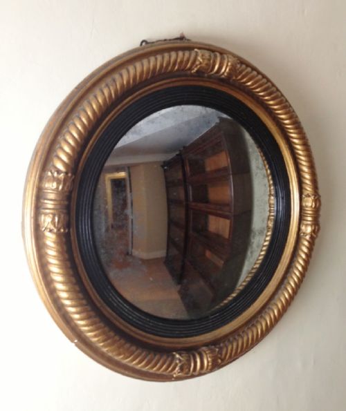 A George IV Gilt Rope Twist Convex Mirror C 1825