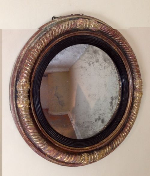 A Regency Gilt Convex Mirror C 1820 in Completely Original Condition.