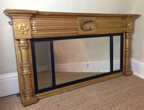 A George IV Gilt Wood Triple Plate Over Mantel Mirror C 1830