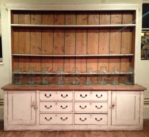 A Large Late Georgian Painted Pine Country House Dresser C 1830.
