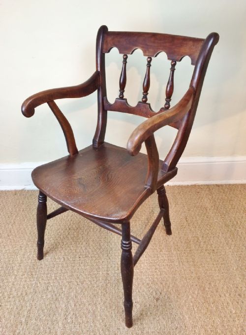 A 19th C Fruitwood and Elm Oxford Windsor Armchair