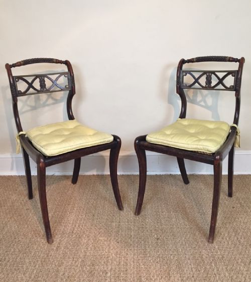 A Pair of Regency Simulated Rosewood and Gilt Metal Mounted Side Chairs C 1815