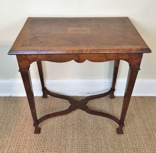 An Unusual Mid 19th C Burr Oak Lamp Table C 1840