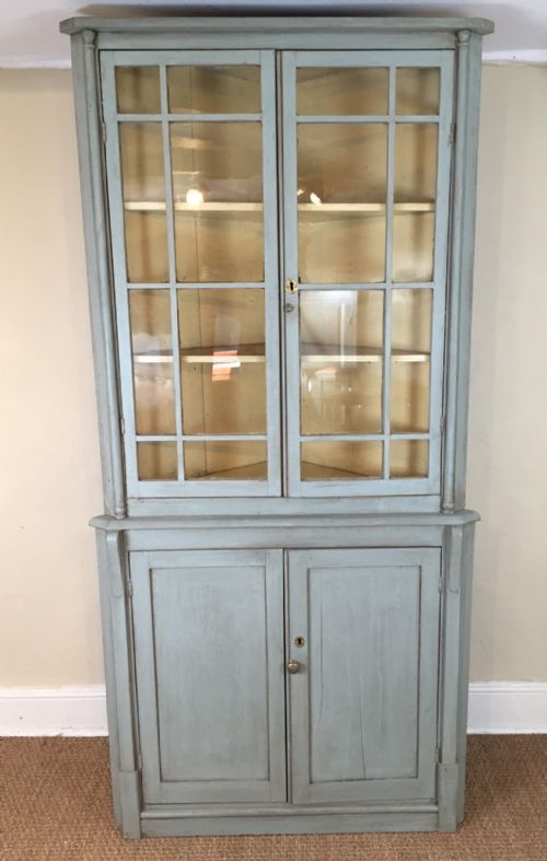 A Mid 19th C Scottish Painted Corner Cupboard