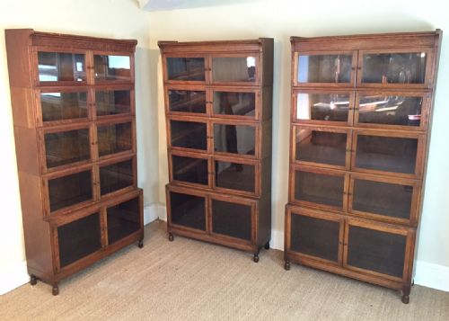 A Set of 3 Edwardian Oak Stacking Bookcases C 1910